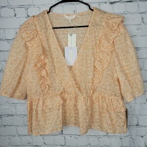 NWT WAYF Size XL Navi Ruffle Peplum Top